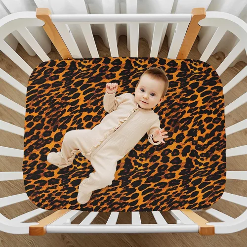 Miniatura 7 de Sábanas ajustables para cuna, estampado de animales, diseño de leopardo, para niño y niña, para colchón de niños pequeños, sábana de juego 21216604