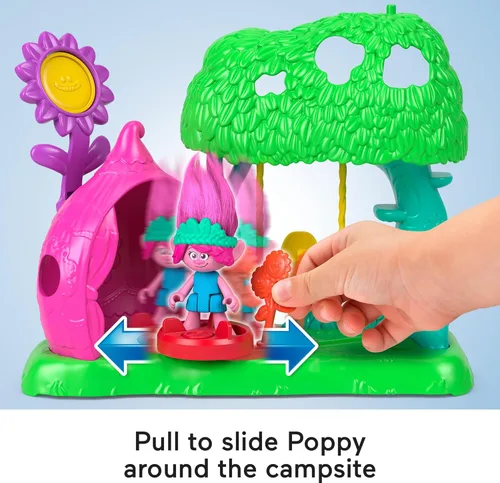 Miniatura 4 de Fisher-Price Imaginext DreamWorks Trolls Toys Flower Fun - Juego de campamento con figura de amapola para juegos de simulación para niños a partir