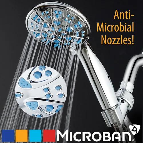 Miniatura 4 de AquaDance 5514 Antimicrobiano – Regadera de mano antiatasco de alta presión con 6 ajustes, protección Microban contra el crecimiento, para una