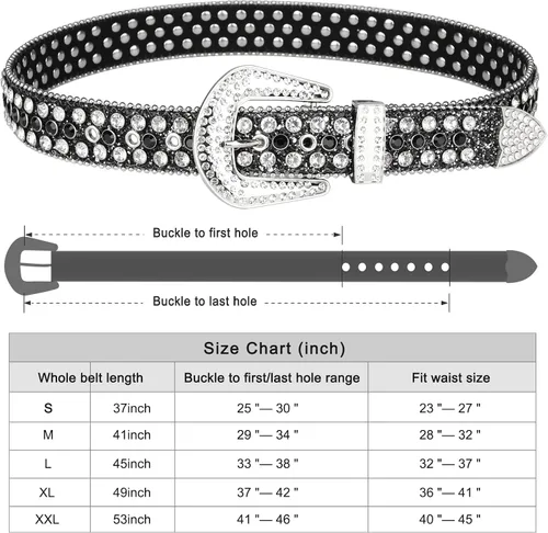 Miniatura 3 de UnFader Cinturones occidentales con diamantes de imitación para mujer y hombre, diseño de vaquera, cinturones con tachuelas de diamantes para jeans