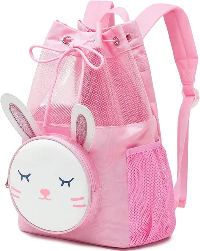 Mygreen Bolsa de gimnasio con cordón para niños pequeños, linda caricatura, animales del zoológico, mochila deportiva
