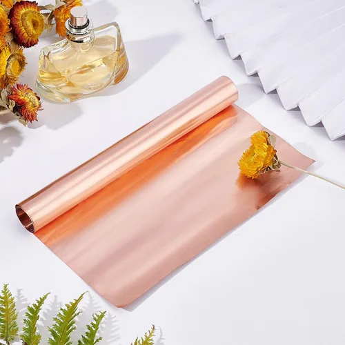 Miniatura 6 de OLYCRAFT Rollo de cobre de 0.001 in de alta pureza de cobre puro a prueba de clima, lámina de cobre de color salmón claro, hojas de cobre
