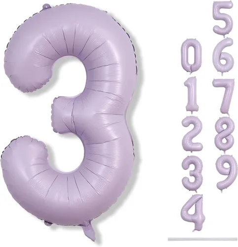Miniatura 43 de Globos morado pastel de número 12, 40 pulgadas, globos gigantes de aluminio, de mylar, número 1 y 2, para niñas de 12 años, globos lilas