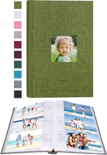 Miniatura 40 de Mublalbum Álbum de fotos de 4 x 6 pulgadas, 300 fotos, cubierta de lino con áreas de notas, libro de fotos para boda, familia, bebé y vacaciones