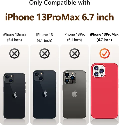 Miniatura 3 de Funda de silicona para iPhone 13 Pro Max y protector de pantalla para mujer, funda delgada roja para iPhone 13 Pro Max, funda para i Phone 13 Promax