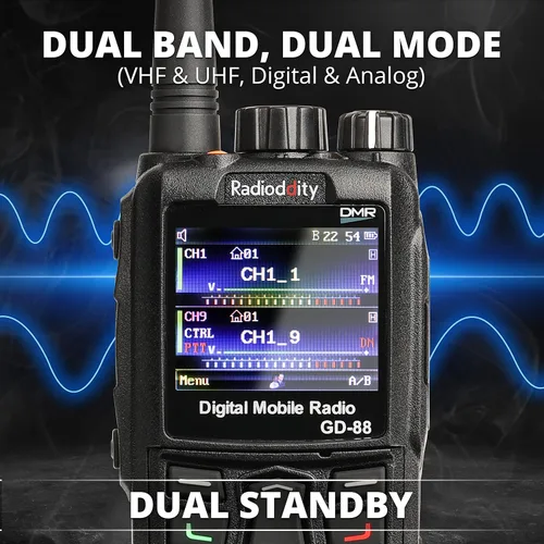 Miniatura 3 de Radioddity GD-88 DMR y radio de mano analógica de 7 W, radio bidireccional jamón de doble banda UHF VHF, con GPS/APRS, repetidor de banda cruzada