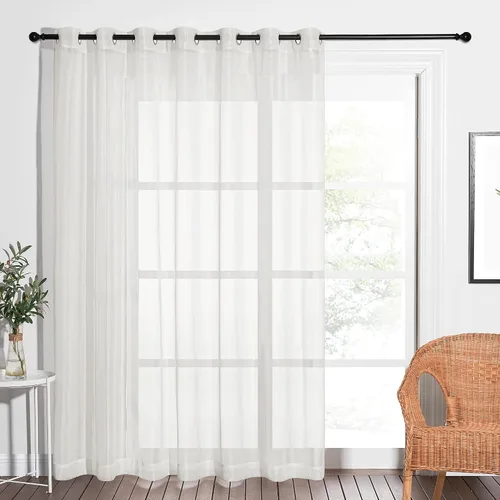 NICETOWN Cortina transparente para puerta de patio, cortina vertical de gasa, panel de cortina extra ancho para puerta corrediza de vidrio (beige, 1