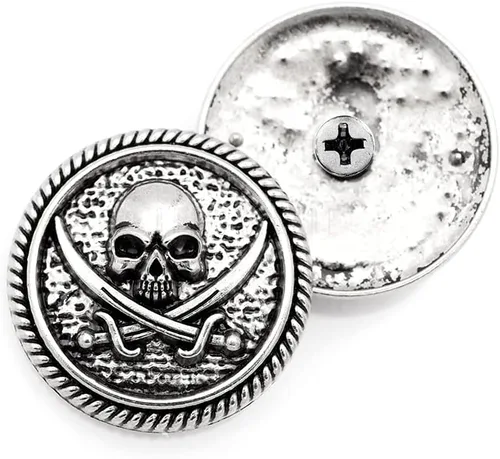 Miniatura 2 de CRAFTMEMORE 2pcs 1.181 in Concho Pirata Cráneo Tornillo Atrás Moneda Cuero Artesanía Ornamento CHS26