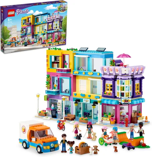 LEGO Friends Main Street Building, Heartlake City Café & Hair Salon 41704, mini casa de muñecas con tiendas de juguetes, juego de construcción