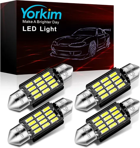 Miniatura 11 de Yorkim Bombilla LED De3175 de 1.102 in, color blanco, súper brillante, 1.102 in, 1.142 in, sin errores, CANBUS 6-SMD 2835 Chipsets para luces