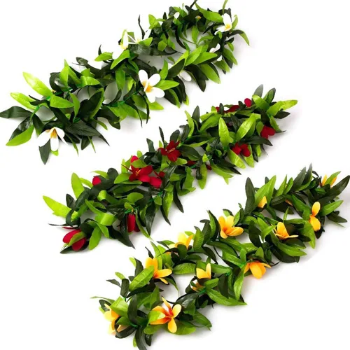 Miniatura 6 de 6 pinzas para el cabello hawaianas Leis Plumeria, collar de hojas tropicales, pasadores de flores, pasadores para mujer, guirnalda de horquillas