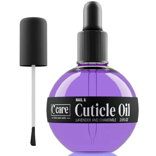 C CARE Aceite de cutícula para uñas, aceite de lavanda y manzanilla, hidrata y fortalece las uñas y las cutículas, gotero y cepillo incluidos,