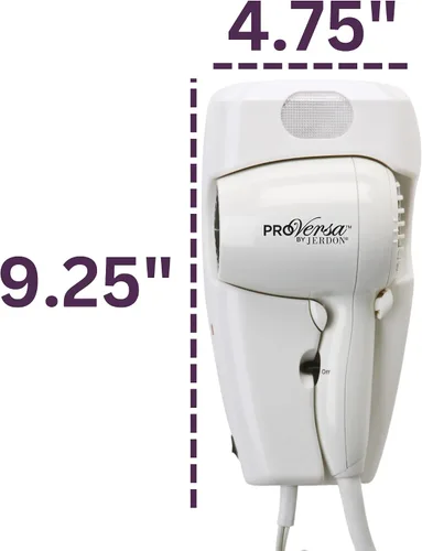 Miniatura 2 de JERDON Secador de pelo de montaje en pared - Blanco - Solo cable directo - Secador de pelo montado en la pared estilo hotel - Modelo JWM8CD