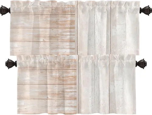 Miniatura 70 de Shrahala Floral Abstract Design Blackout Curtain Tiers, Minimalist Flower Illustration Kitchen Valance Light Blocking Tier Drapes with Rod Pocket, 2