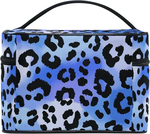 Miniatura 4 de Bolsa de maquillaje, bolsa organizadora de maquillaje de viaje con estampado de leopardo rosa, neceser para niñas, mujeres y mujeres, Leopardo 090
