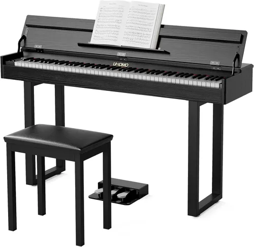 UMOMO 88-Key Weighted Hammer Action Digital Piano with 3 Pedals, Single-Player Bench & Heavy-Duty Metal Stand Full-Size Electric Keyboard for Home