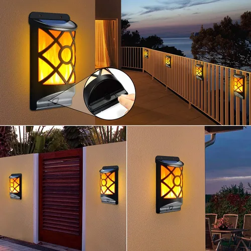 Miniatura 2 de Luces solares de llama para exteriores, luces solares de pared parpadeantes, 66 LED, impermeable, encendido/apagado automático, decoración