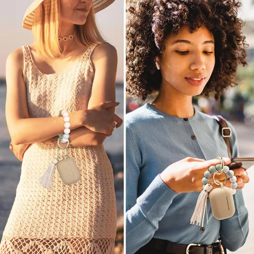 Miniatura 7 de Koujaon Funda de silicona suave compatible con Airpods Pro con llavero de pulsera para Apple Airpod Pro de 1ª generación, funda para mujer