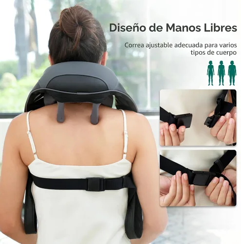 Miniatura 5 de Snailax Masajeador de cuello inalámbrico con calor para aliviar el dolor, tejido profundo, amasado 4D, masajeador recargable de cuello Shiatsu