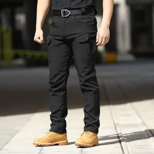 Miniatura 4 de Pantalones tácticos para hombre, resistentes al agua, Flex Ripstop Cargo Pantalones ligeros de senderismo con múltiples bolsillos (sin cinturón)