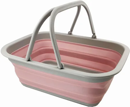 Miniatura 11 de SAMMART Tina de plástico plegable con asa de 9.2 L (2.3 galones) – Cesta de picnic portátil al aire libre – Lavabo plegable para lavar platos, Verde