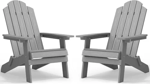 Miniatura 31 de MXIMU Silla Adirondack plegable para exteriores: sillas Adirondack fáciles de montar y cómodas, silla de plástico compuesto para todo tipo de clima
