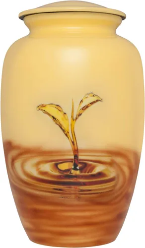 Miniatura 10 de Urna funeraria marrón con elefante espiritual indio - Urna de cremación para cenizas humanas - Hecha a mano en aluminio - Adecuada para entierro