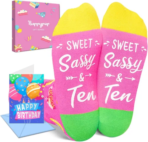 Miniatura 10 de HAPPYPOP Birthday Gifts Ideas - Socks for 6-10 Year Old, Birthday Gift with Greeting Card