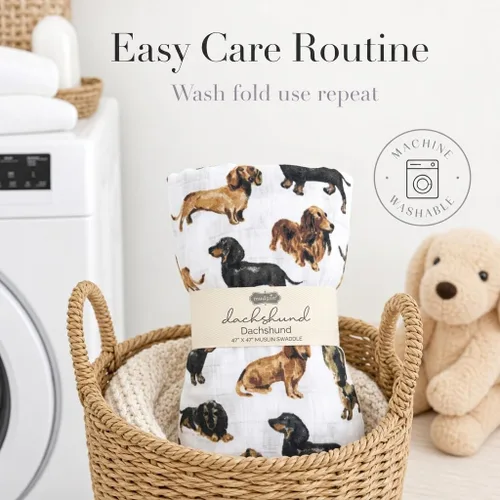 Miniatura 4 de Mud Pie Manta Envolvente para Bebé con Estampado de Dachshund, 47" x 47