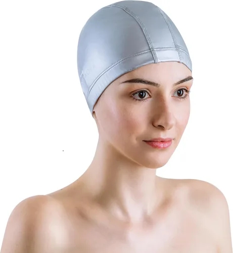 Miniatura 6 de Gorro de natación de Spandex con capa protectora/ Gorro de natación cómodo para mujeres, hombres, adultos y niños Plata - Tamaño adulto