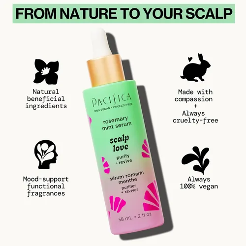 Miniatura 4 de Pacifica Scalp Love - Suero de menta y romero – Suero para el cuero cabelludo seco, escamoso y con picazón, tratamiento hidratante, hidratante