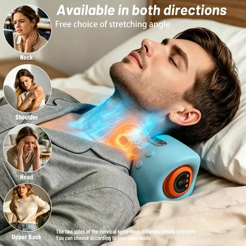 Miniatura 3 de Masajeador de cuello, masajeador de cuello, 3 modos de almohada eléctrica para el cuello y los hombros, con dispositivo de tracción cervical