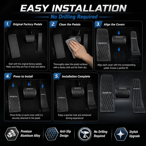 Miniatura 7 de Cubiertas de pedal de acelerador de gas de aleación de aluminio, accesorios interiores antideslizantes sin perforación, pedal de freno Pastillas