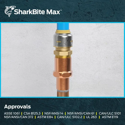 Miniatura 6 de SharkBite Max Adaptador MNPT de 1/2 pulgada, conexión a presión, accesorio de plomería de latón, tubo PEX, cobre, CPVC, PE-RT, HDPE, UR120A
