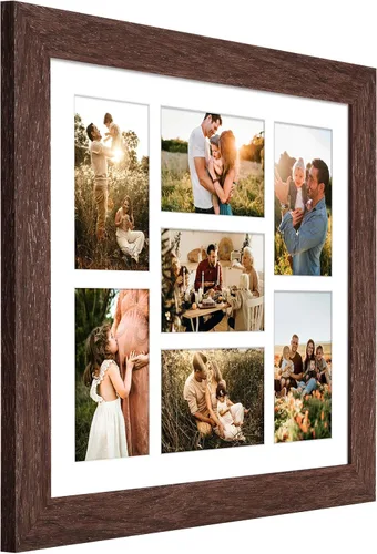 Miniatura 370 de Marcos de Fotos Collage de 13.5X15.5 con 7 Aberturas para Fotos de 4X6, Marco de Fotos Múltiples con Paspartú para Decoración de Pared, Grano