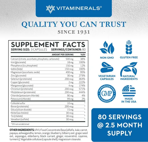 Miniatura 3 de Vitaminerals 16 fórmula mineral integral polimeral, 90 cápsulas vegetales