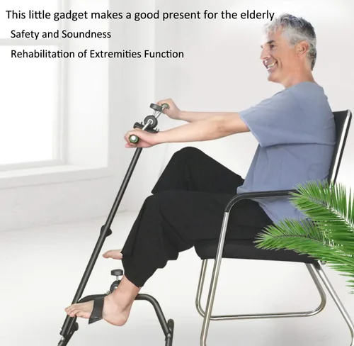 Miniatura 7 de Pedal ejercitador de bicicleta para manos, brazos, piernas y rodillas, equipo de fitness ajustable para personas mayores, bicicleta de pedal