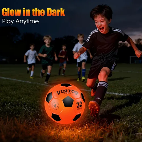 Miniatura 8 de Balón de fútbol que brilla en la oscuridad para niños de 8 a 12 y 15 años, pelota de fútbol con luz LED con bomba para interiores y exteriores