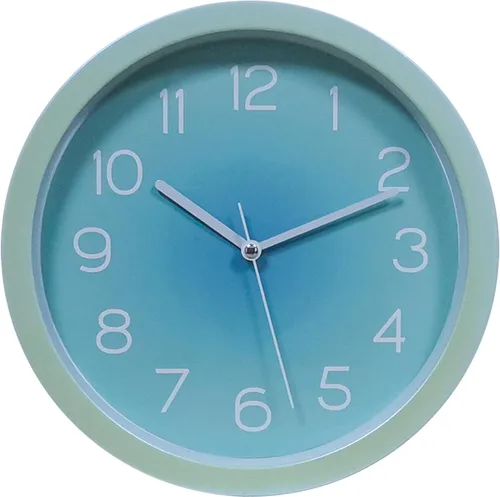 Topkey Reloj de pared silencioso de 10 pulgadas, diseño minimalista, redondo, silencioso, decorativo, para dormitorio, oficina, color azul