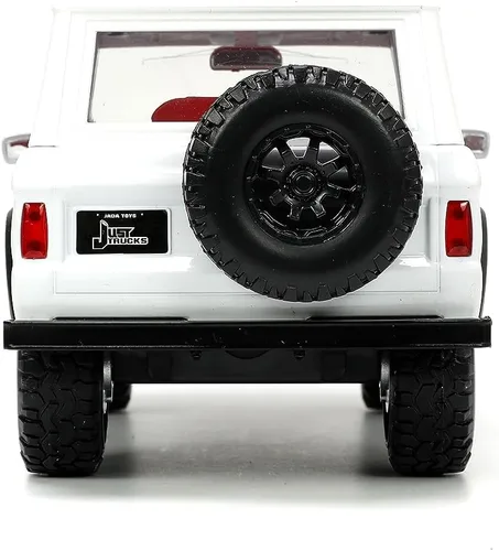 Miniatura 4 de Jada Just Trucks 1:24 1973 Ford Bronco Bridgestone - Portaneumáticos fundido a presión, juguetes para niños y adultos (blanco y rojo)