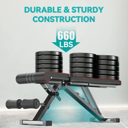 Miniatura 2 de Adjustable/Foldable Weight Bench, 660LBS Home Gym Workout Bench Lifting Sit-up Exercise Bench for Bench Press Negro