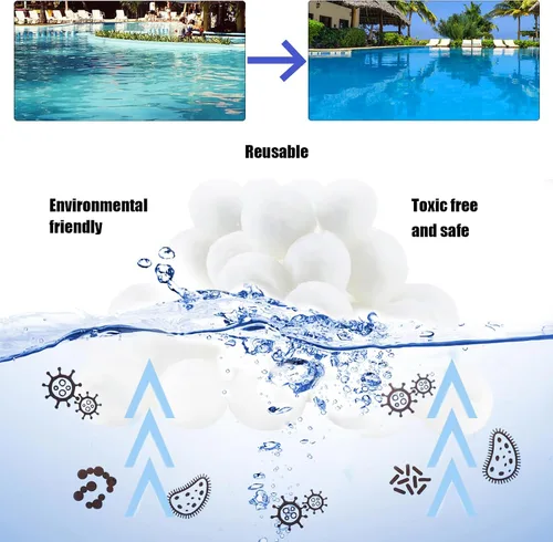 Miniatura 3 de Bolas de filtro de piscina de 3.1 libras, bolas de filtro para bomba de filtro de arena de repuesto para piscina sobre el suelo, medios de filtro