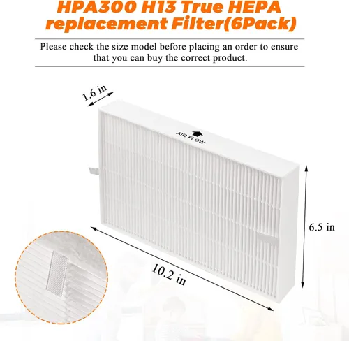Miniatura 5 de Filtro de repuesto HPA 300, filtro purificador de aire HPA300 R, compatible con purificador de aire Honeywell HPA 300 HPA200 HPA090 Series