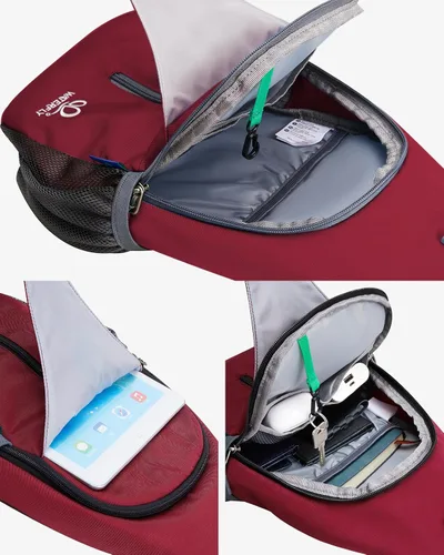 Miniatura 95 de WATERFLY Bolsa pequeña de senderismo: mochila cruzada para el pecho, mochila para hombres y mujeres con correa de hombro agradable a la piel