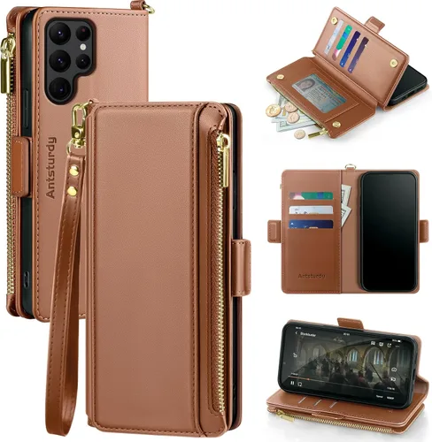 Miniatura 13 de Antsturdy Samsung Galaxy S22 Ultra - Cartera con tarjetero para mujeres y hombres, funda para teléfono Galaxy S22 Ultra 5G, bloqueo RFID, piel