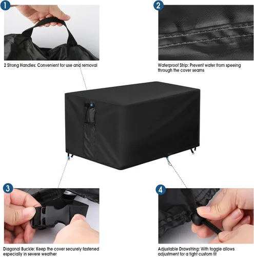Miniatura 4 de Cubierta rectangular para hoguera, fundas rectangulares de 32 pulgadas, cubierta de mesa impermeable para fogata de gas, 32 x 20 x 16 pulgadas