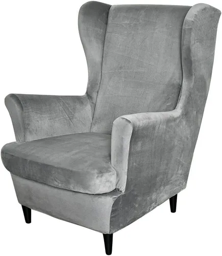 Miniatura 16 de OBCREAT Fundas para silla Wingback, 2 piezas de terciopelo elástico con respaldo de ala, fundas de sofá para silla de ala suave con parte inferior
