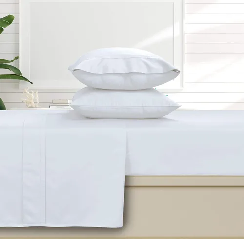 Miniatura 11 de Tribeca Living Juego de sábanas y fundas de almohada de satén de algodón egipcio suave, bolsillo profundo, 500 hilos, ropa de cama de lujo de 4 Beige