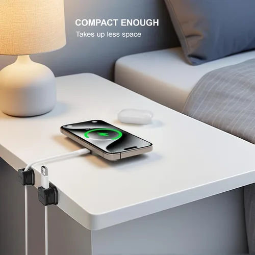 Miniatura 5 de Picozon - Paquete de 8 soportes magnéticos para cables, organizador de cables adhesivos Picozon para teléfono, cargador USB, organizador