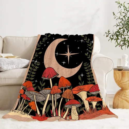 Miniatura 4 de Manta de hongos, ultra suave, cálida y ligera, de franela de forro polar con microhongos, para cama, sofá, regalo de viaje, decoración de hongos